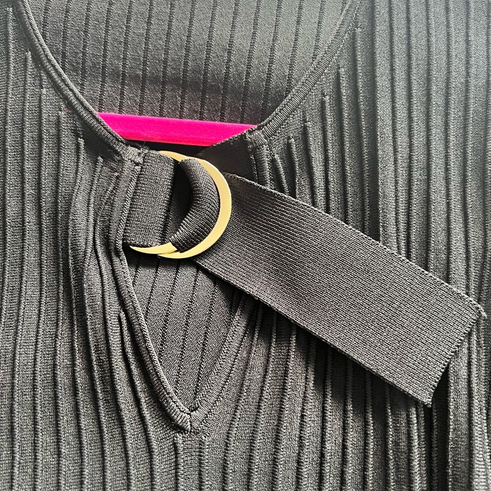 NWOT Maje black ribbed v neck long sleeve top - Picture 4 of 8